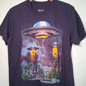 Curbside Clothing Graphic T Shirt Medium Desert UFO Spaceship Alien Abduction